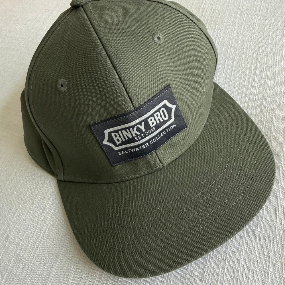 Binky Bro Saltwater‎ Collection Snapback Hat Olive Green Adult 100% Cotton Cap